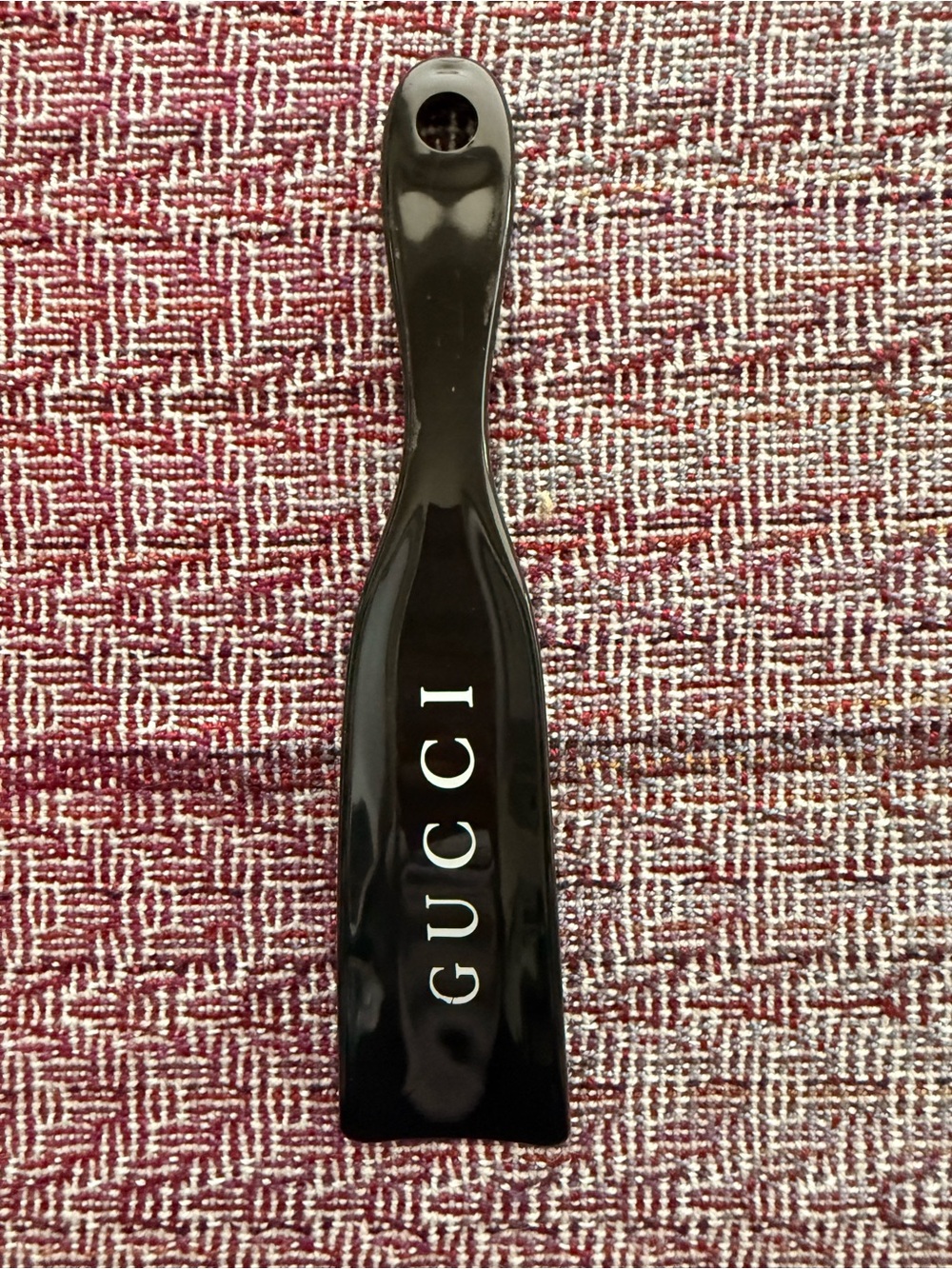 Gucci Black Lacquered Shoe Horn with White Logo